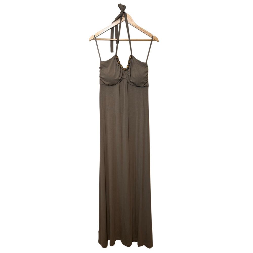 Tommy Bahama Tambour Halter Beaded Maxi Dress Viscose Resort Women’s Medium - Picture 2 of 7